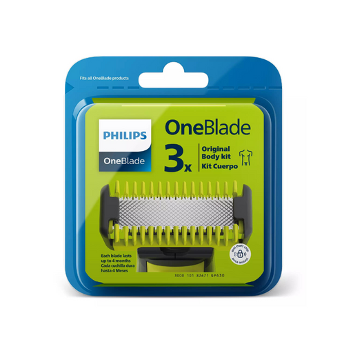 Philips OneBlade QP630/51 Kit de 3 Cuchillas y 2 Guías para Cuerpo - MegaStore