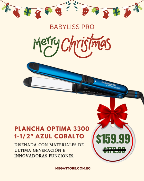 Plancha de Cabello BaByliss Optima 3300 1-1/2" Doble Voltaje Azul Cobalto