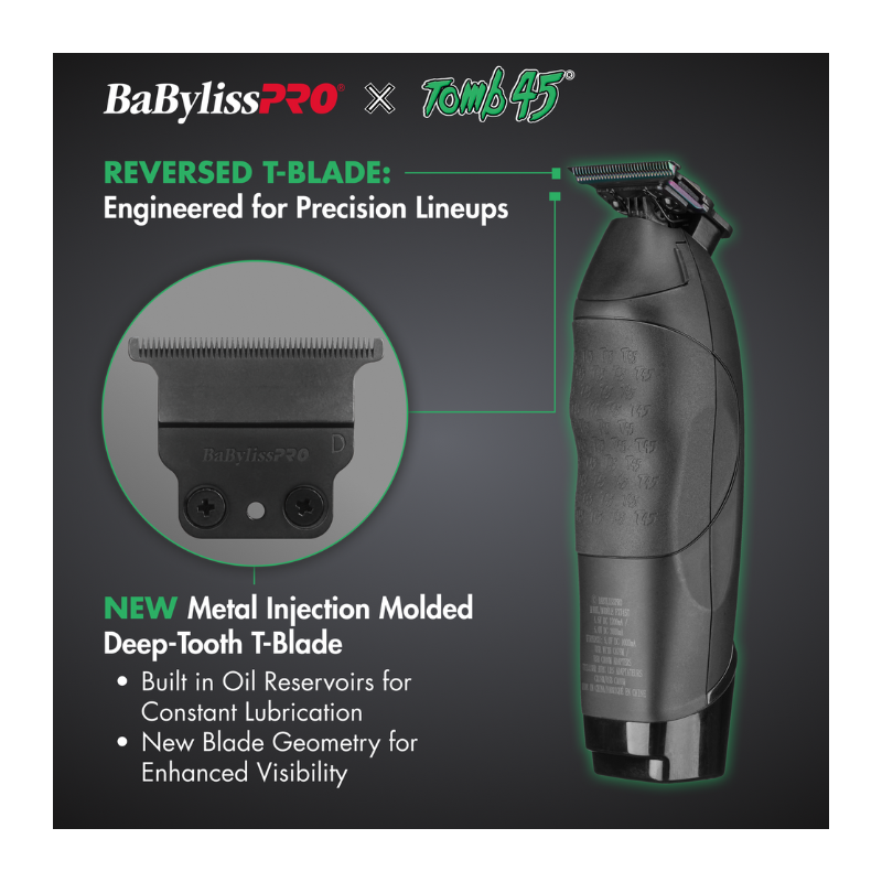 BaBylissPRO FXT45T Tomb45® Trimmer – Patillera Profesional con Cuchilla en T