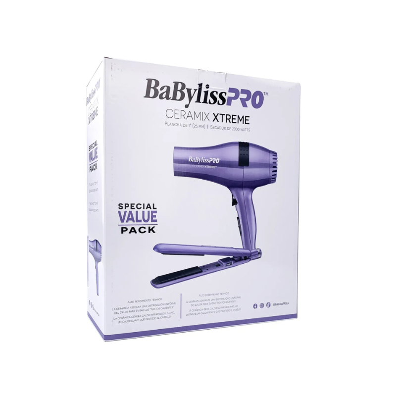 Combo BaBylissPRO: Plancha Nano Titanium 1” + Secadora Ceramix Xtreme Lavander - MegaStore