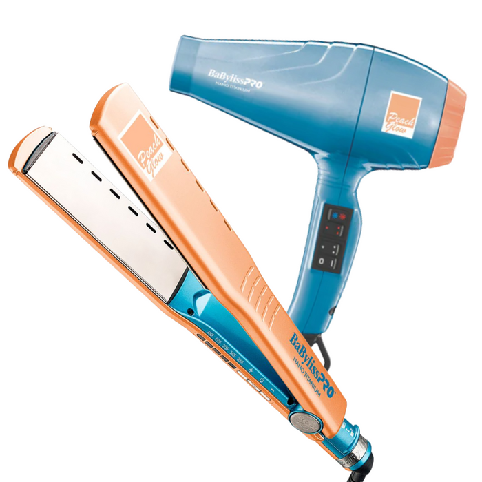 Combo Babyliss Peach Glow: Plancha + Secadora Profesional