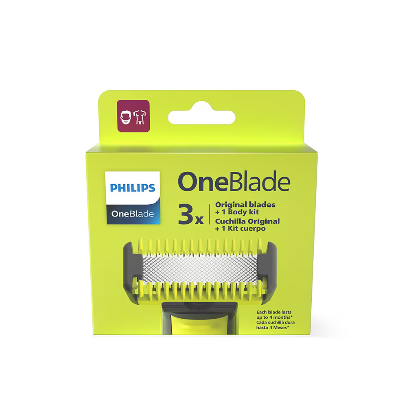 Philips OneBlade QP630/51 Kit de 3 Cuchillas y 2 Guías para Cuerpo - MegaStore