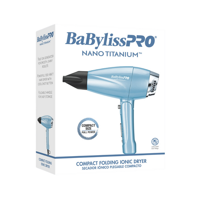 Secador Compacto BaBylissPRO Nano Titanium 1200 Watts Plegable e Iónico