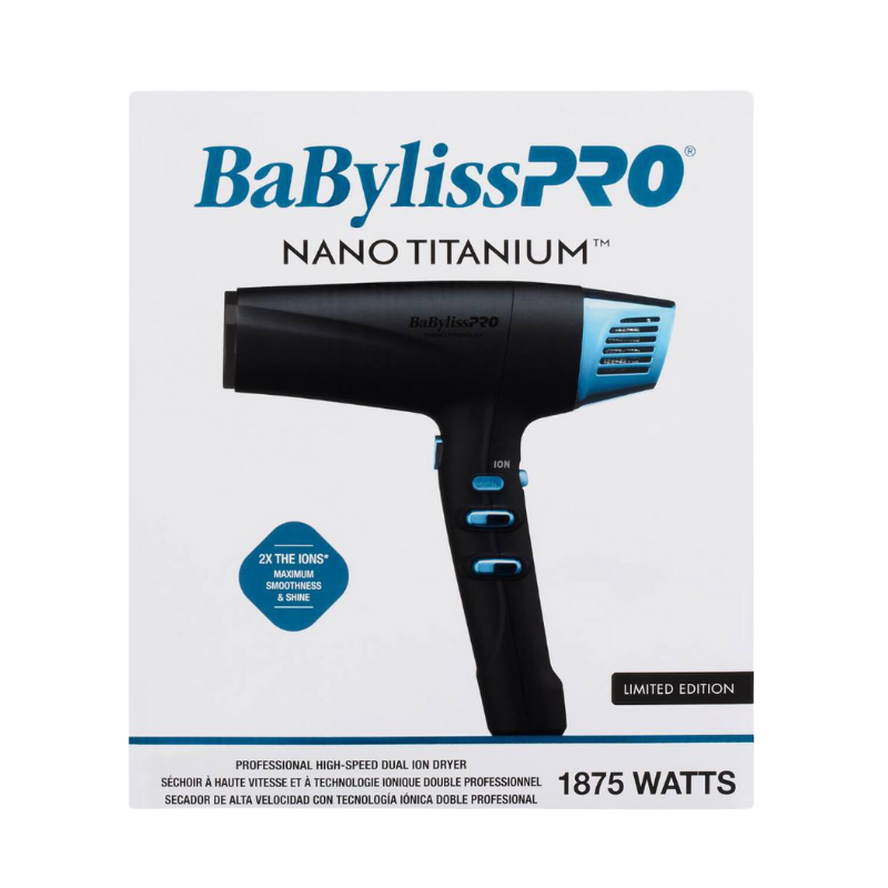 BabylissPro Nano Titanium Dual Ionic Secador - Edición Limitada Negro y Azul - MegaStore