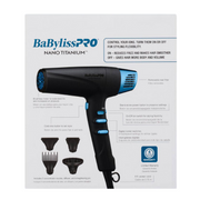 BabylissPro Nano Titanium Dual Ionic Secador - Edición Limitada Negro y Azul - MegaStore