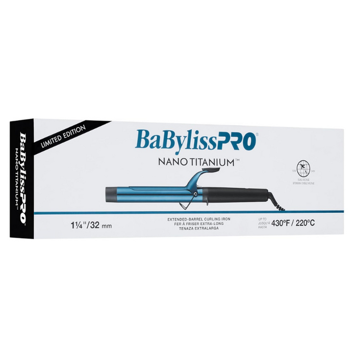 Tenaza Extralarga 1-1/4" BaBylissPRO® Nano Titanium™ Edición Negra y Azul - MegaStore