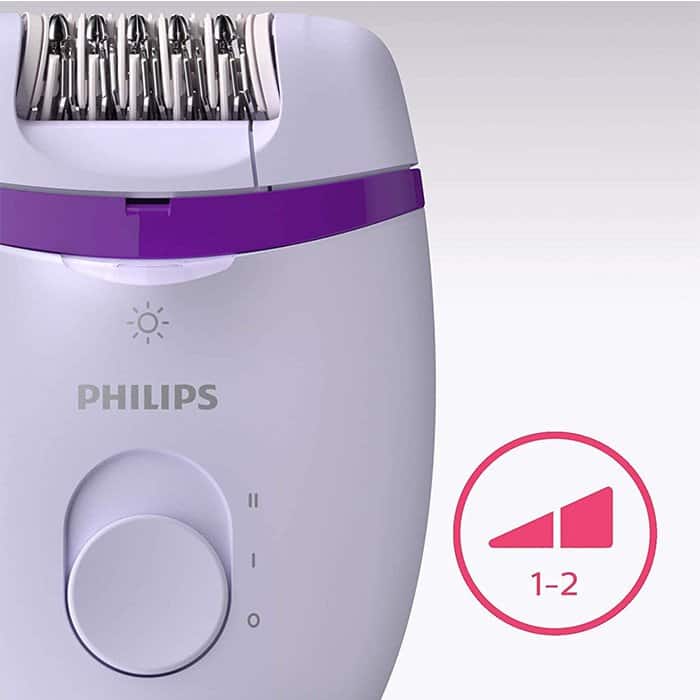 Depiladora-Eléctrica-Philips-Satinelle-Essential-Lila-niveles