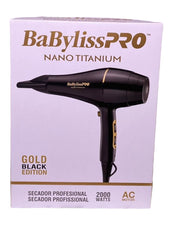 Secadora Babyliss Pro Gold Black Profesional 2000 Watts caja BNTBG6176SR