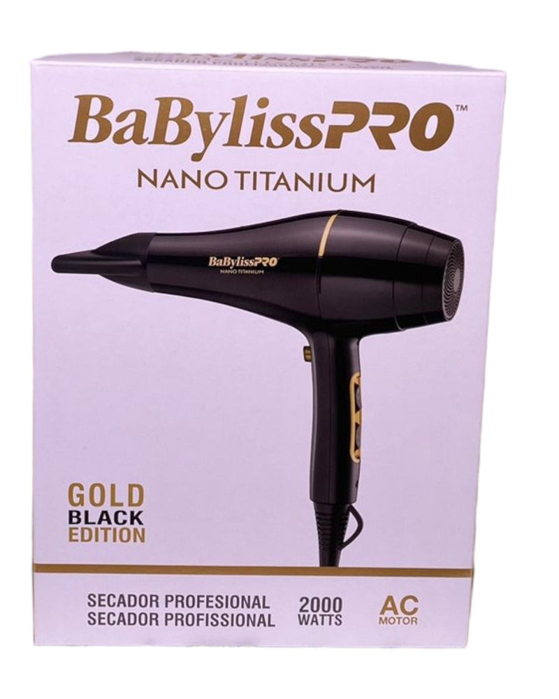 Secadora Babyliss Pro Gold Black Profesional 2000 Watts caja BNTBG6176SR