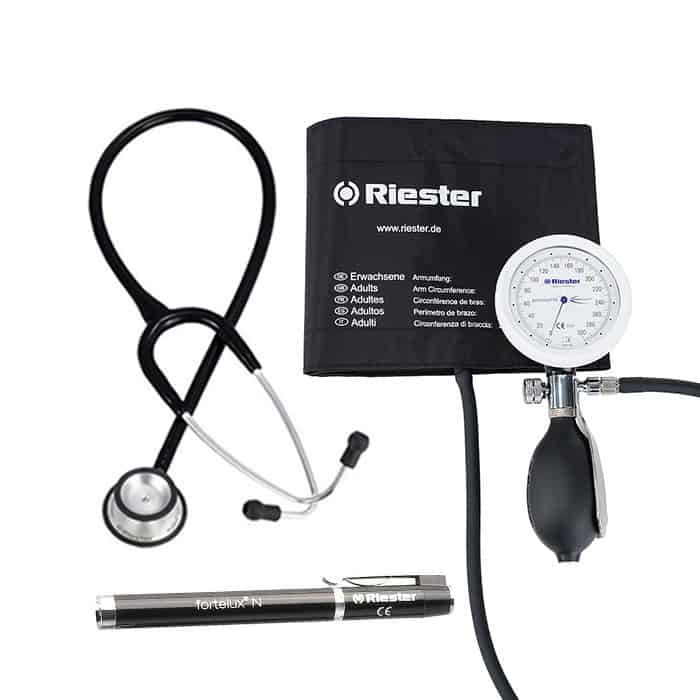 Combo Riester Estetoscopio, Tensiometro Precisa y Linterna Fortelux